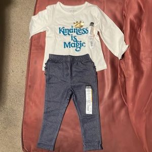 Brand new never worn with tags 12 months size for girl top and blue Jean bottom